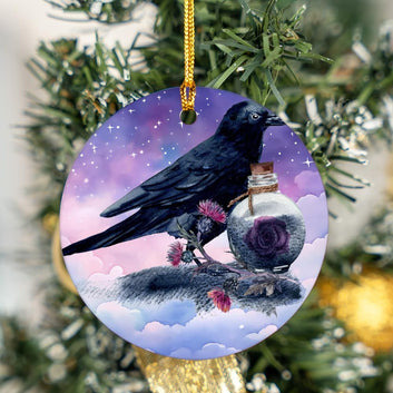 Skull raven gothic Christmas ornament-MoonChildWorld