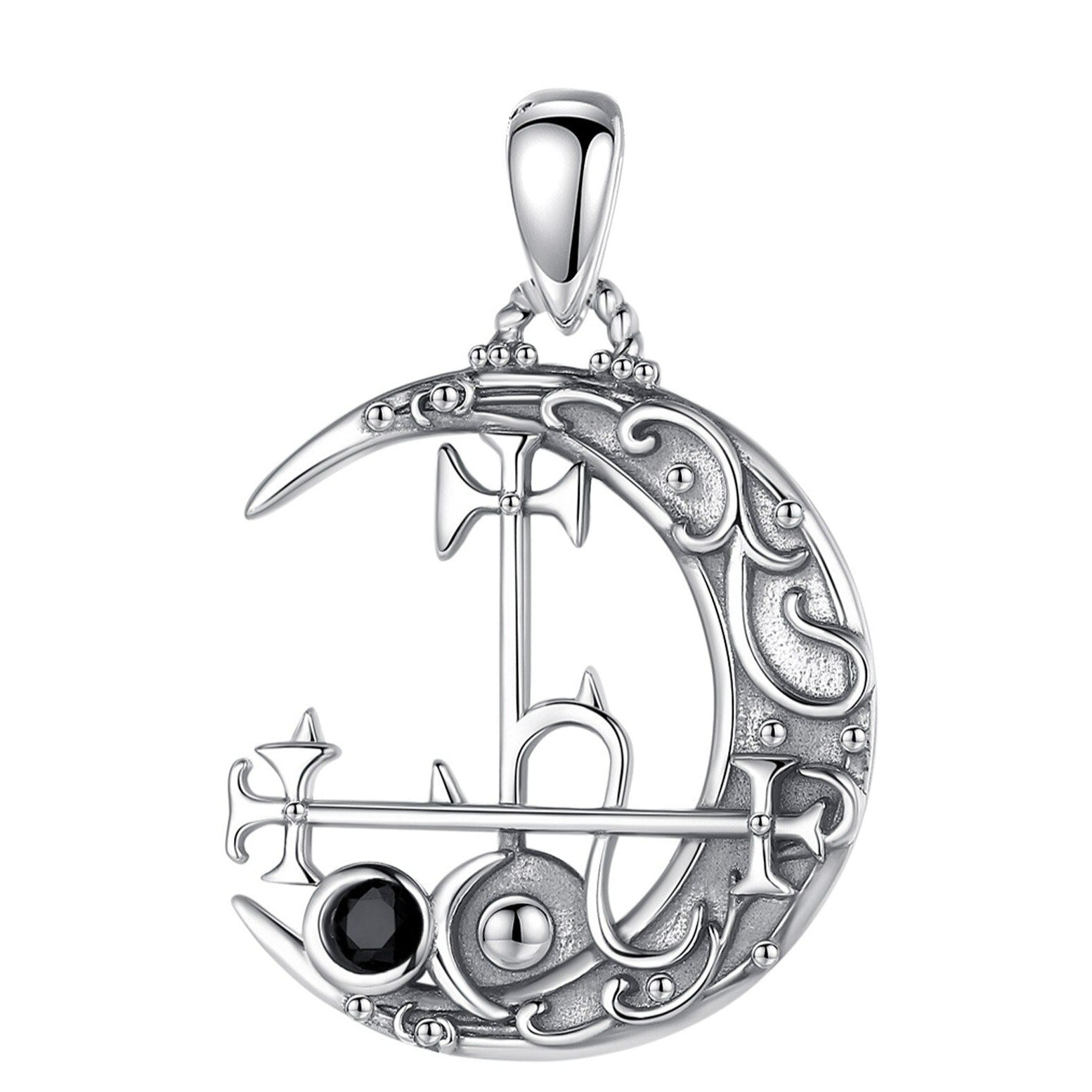 Sterling Silver Lilith Moon Necklace Lilith Sigil Witch Necklace-MoonChildWorld