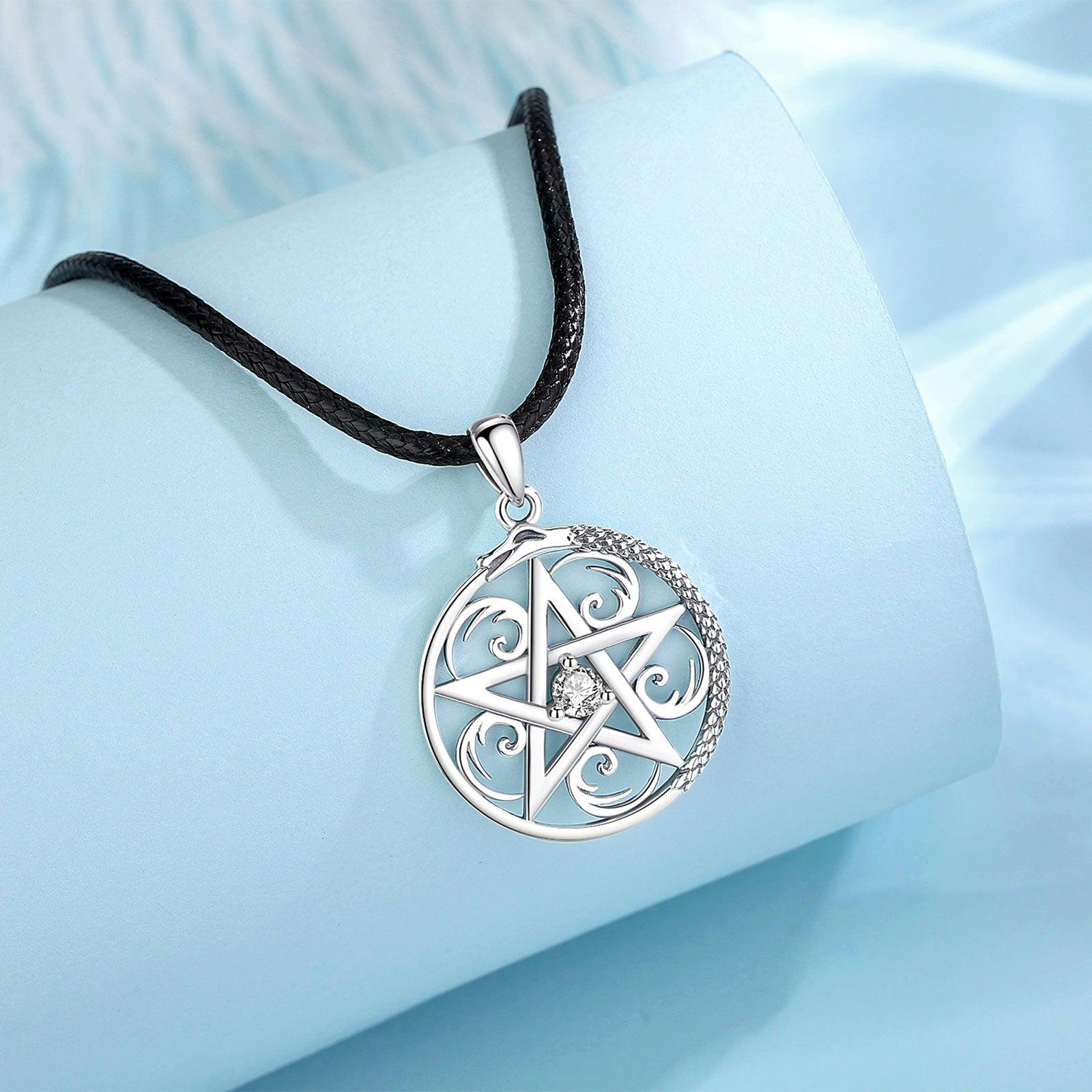 Sterling Silver Pentacle Necklace Wiccan Necklace-MoonChildWorld