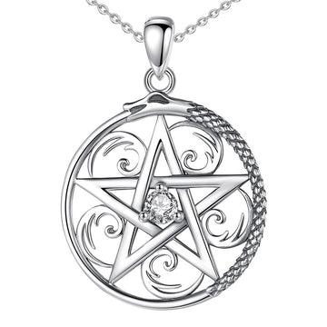 Sterling Silver Pentacle Necklace Wiccan Necklace-MoonChildWorld