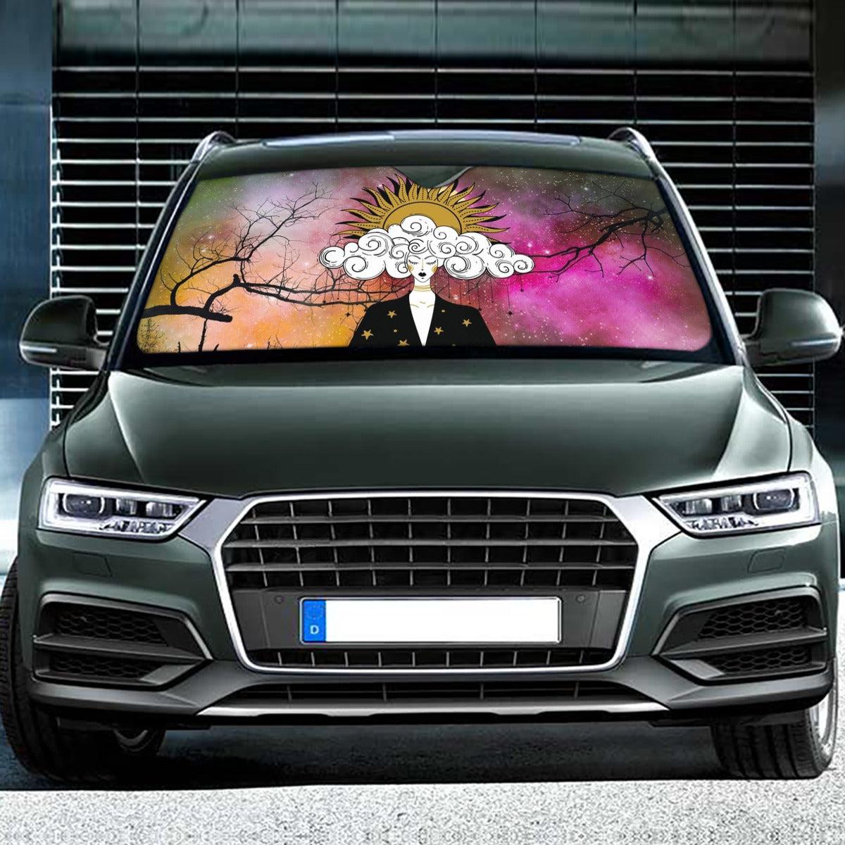 Sun moon goddess car sun shade-MoonChildWorld