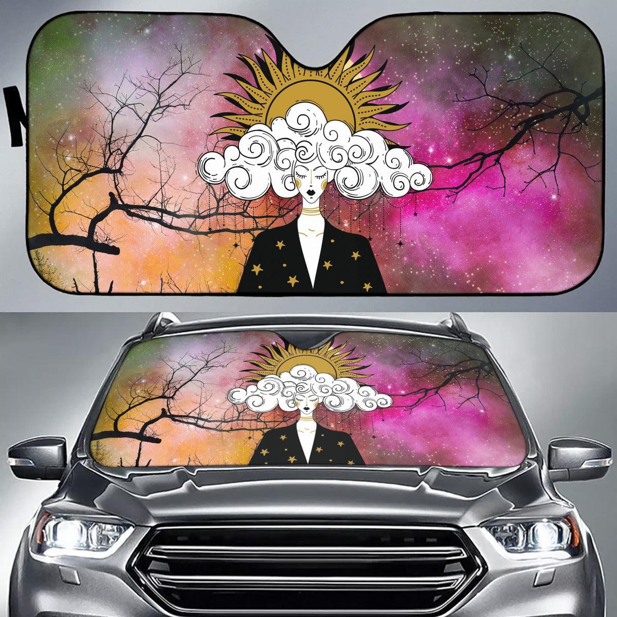 Sun moon goddess car sun shade-MoonChildWorld