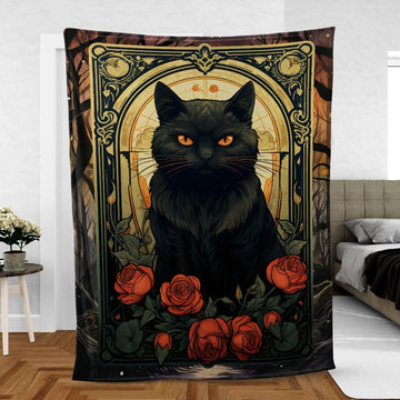 Tarot card Black cat Gothic blanket-MoonChildWorld