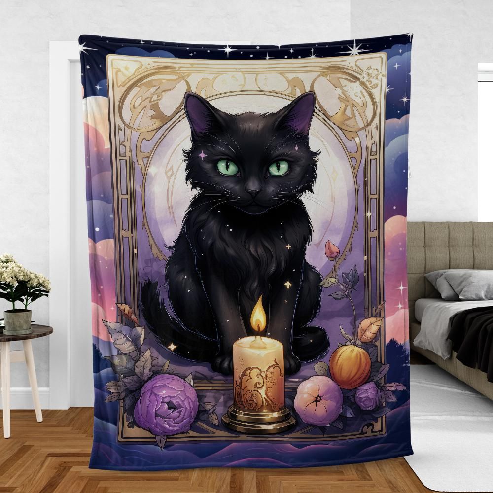 Tarot card Black cat Gothic blanket-MoonChildWorld