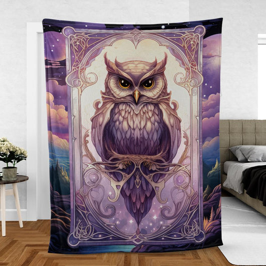 Tarot card Magic Owl Witchy blanket-MoonChildWorld