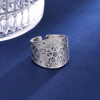 Tree of Life Pentacle Ring Pagan Pentacle Ring Wiccan Jewelry-MoonChildWorld