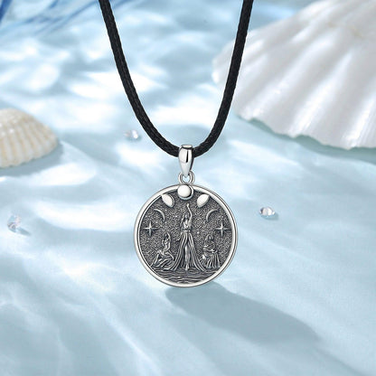 Triple Moon Goddess Necklace Hecate Amulet Necklace-MoonChildWorld