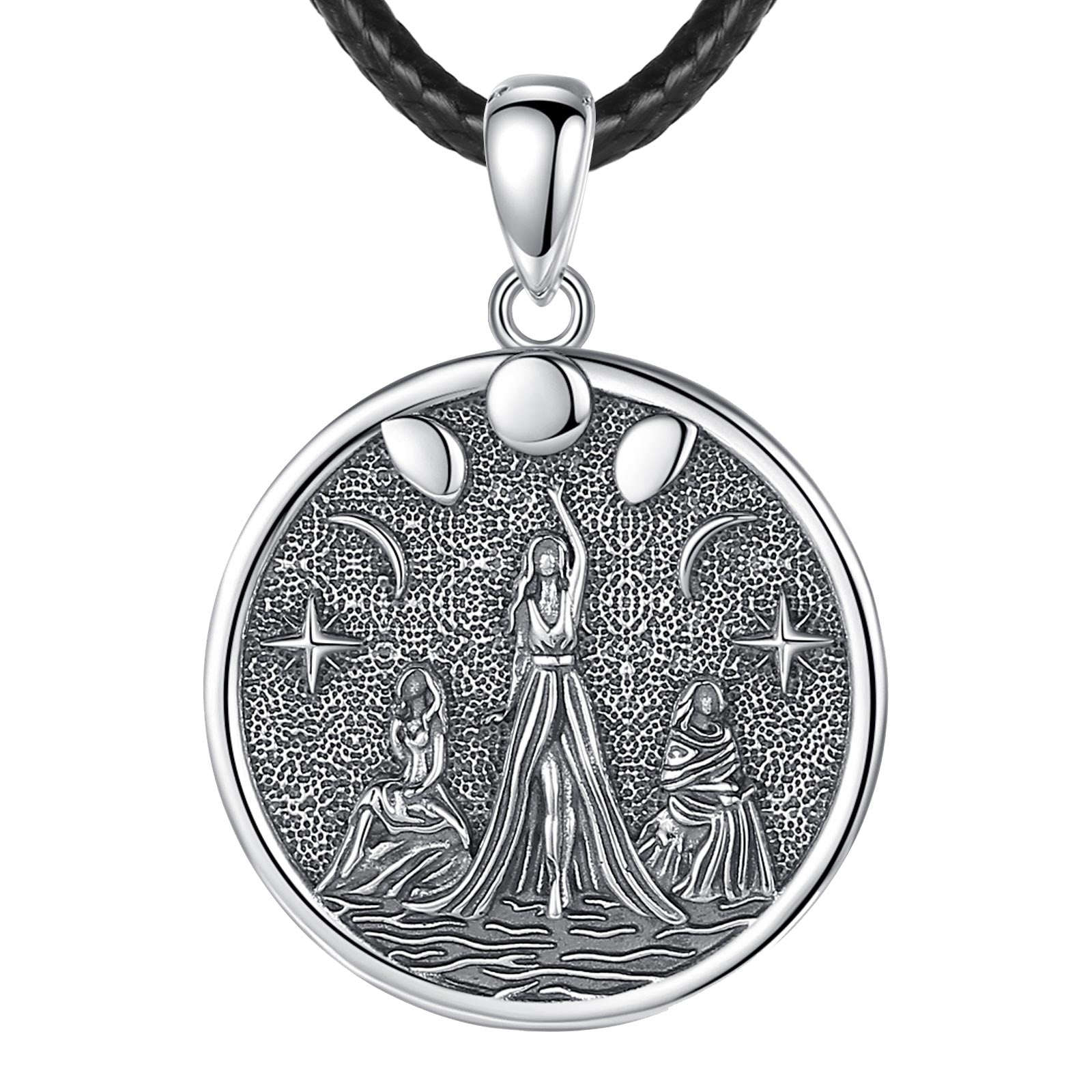 Triple Moon Goddess Necklace Hecate Amulet Necklace-MoonChildWorld