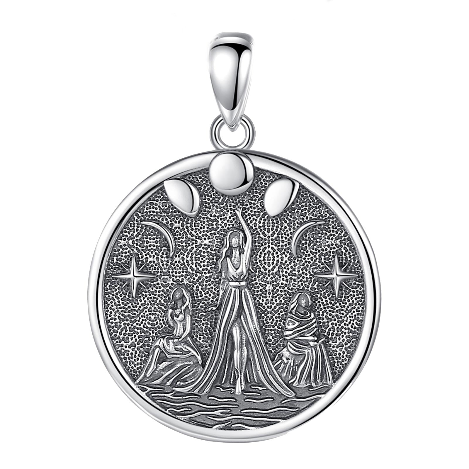 Triple Moon Goddess Necklace Hecate Amulet Necklace-MoonChildWorld