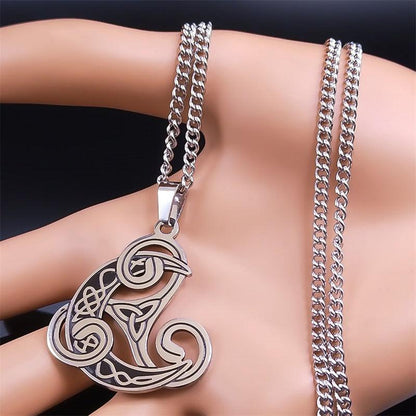 Triskele Celtic Knot Necklace Crescent Moon Necklace-MoonChildWorld