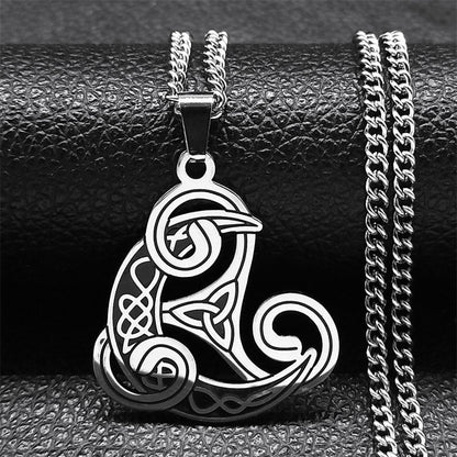 Triskele Celtic Knot Necklace Crescent Moon Necklace-MoonChildWorld
