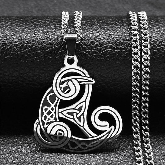 Triskele Celtic Knot Necklace Crescent Moon Necklace