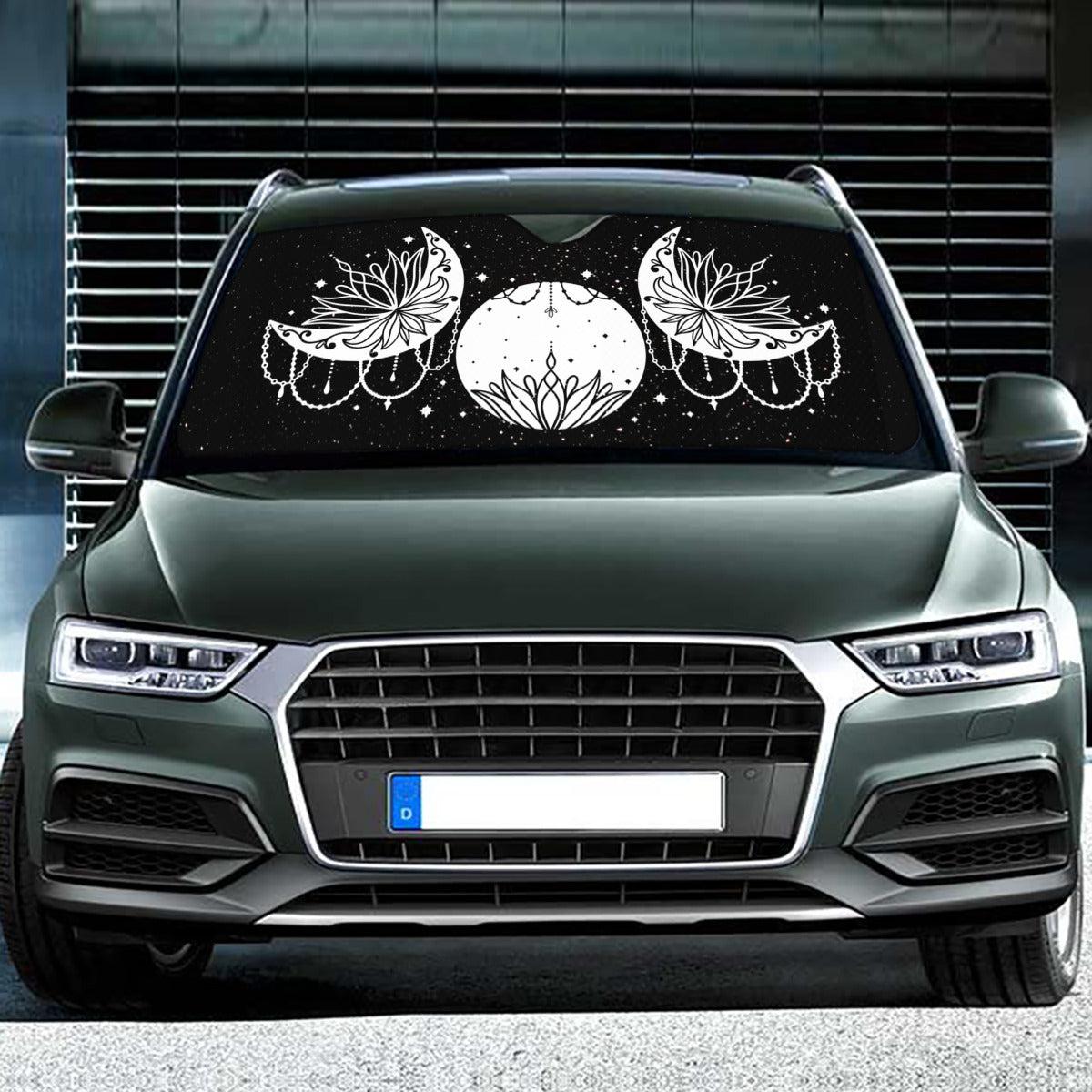 Wicca triple moon car sun shade-MoonChildWorld