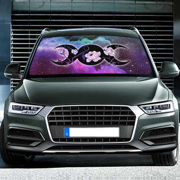 Wicca triple moon car sun shade-MoonChildWorld