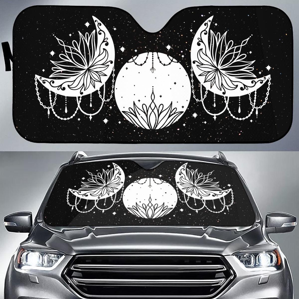 Wicca triple moon car sun shade-MoonChildWorld