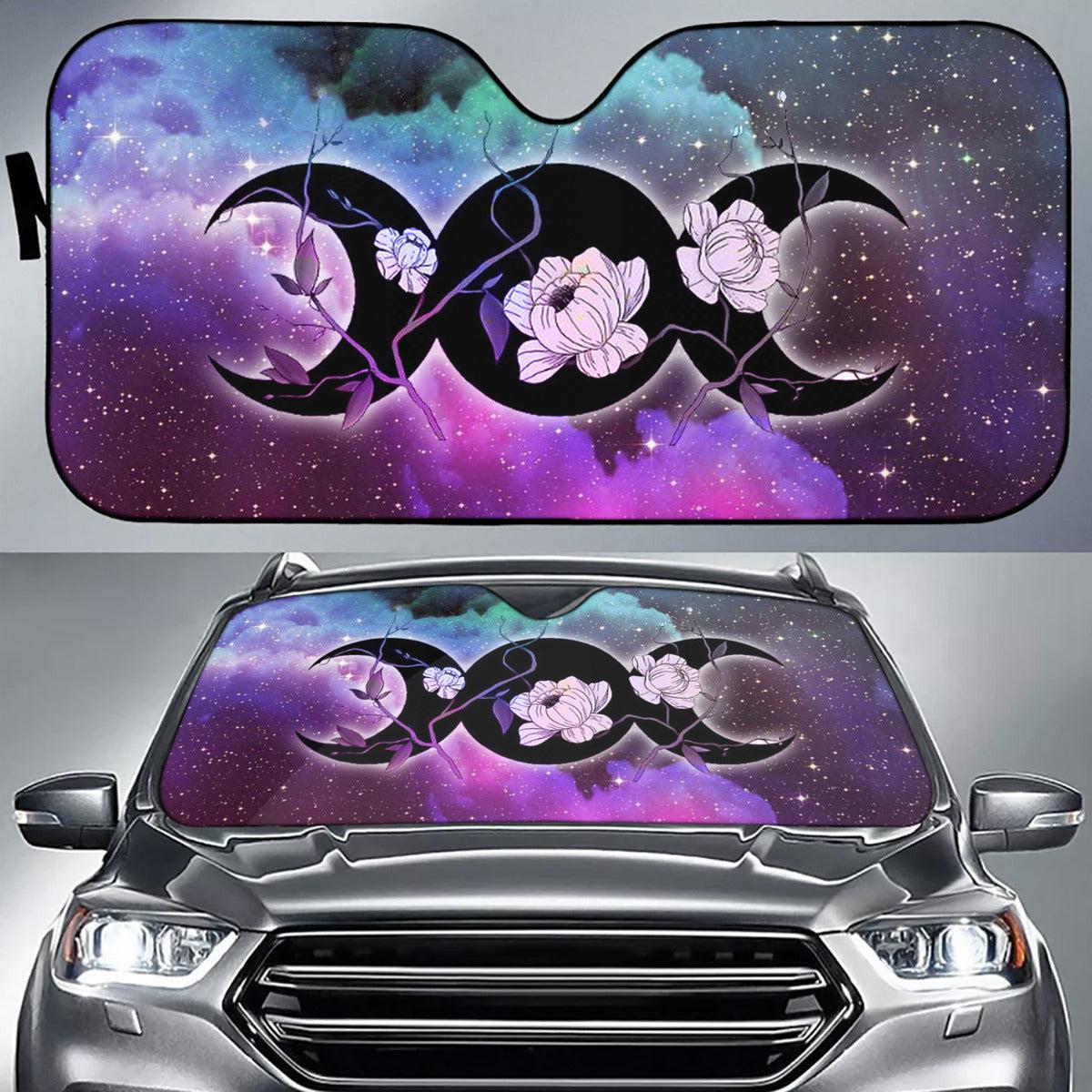 Wicca triple moon car sun shade-MoonChildWorld