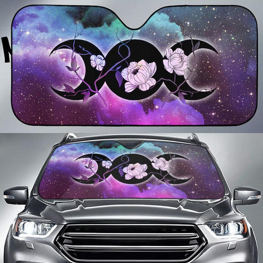 Wicca triple moon car sun shade-MoonChildWorld