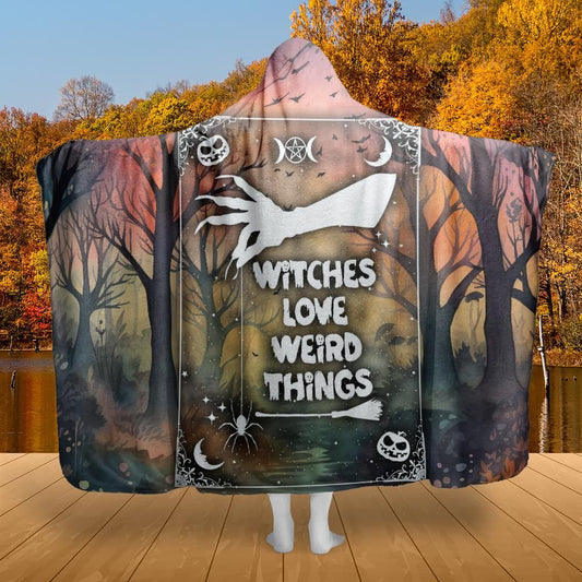 Witch Ouija board Hooded Blanket