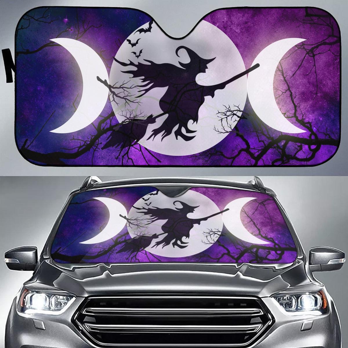 Witch triple moon car sun shade-MoonChildWorld