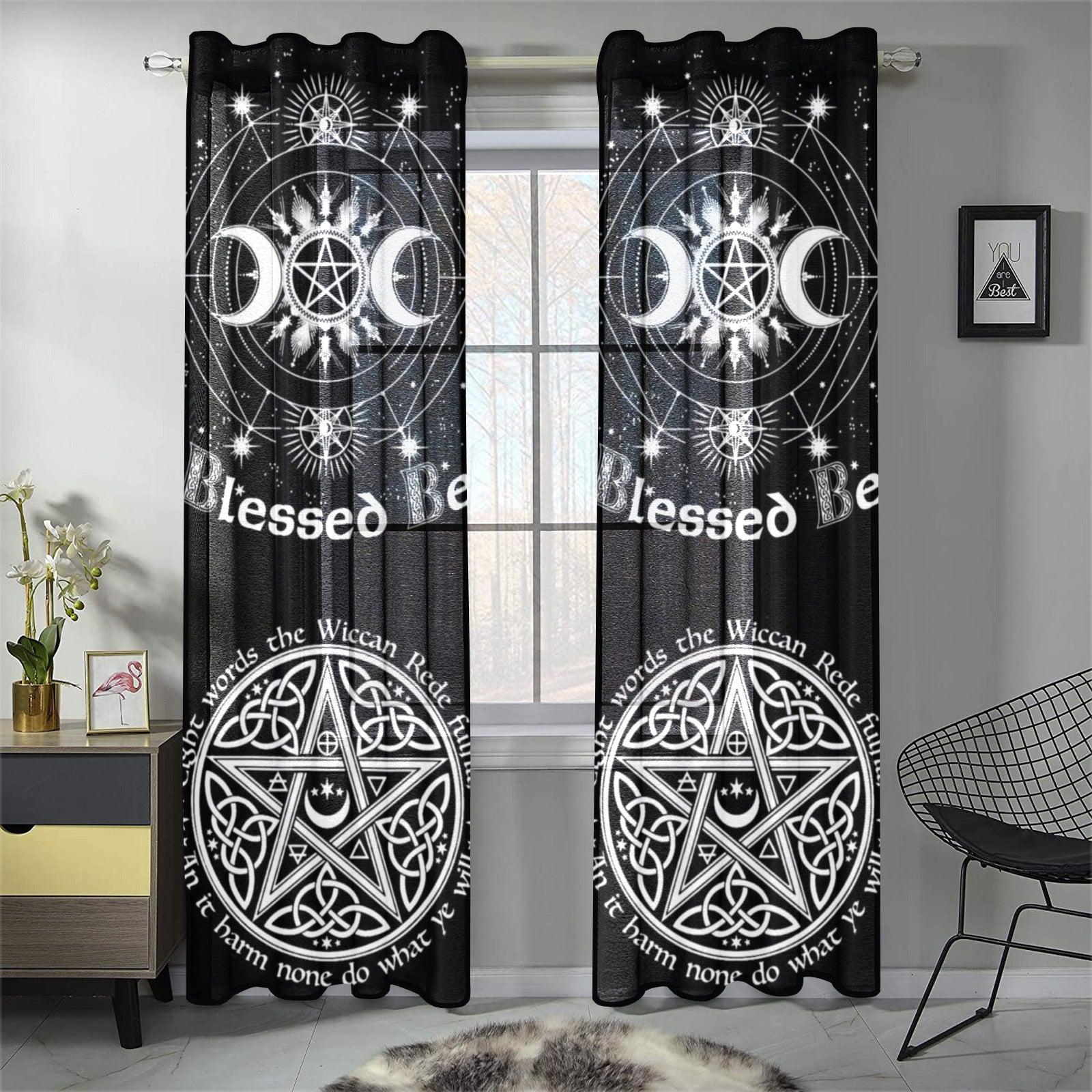Blessed be Wicca Gauze Curtain-MoonChildWorld