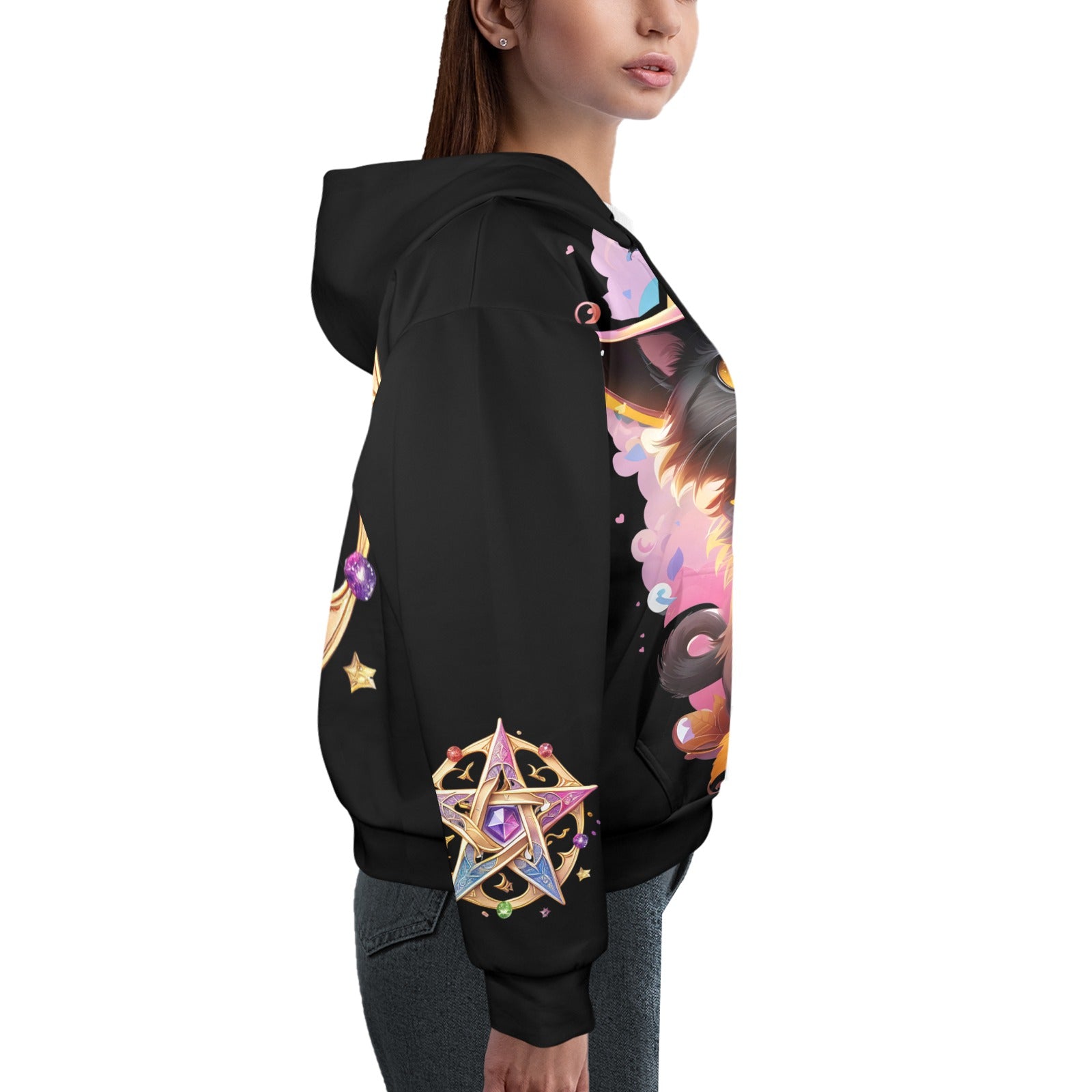 Pentacle Black cat Witch Hoodie-MoonChildWorld