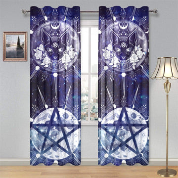 Cat moon witchcraft Gauze Curtain-MoonChildWorld