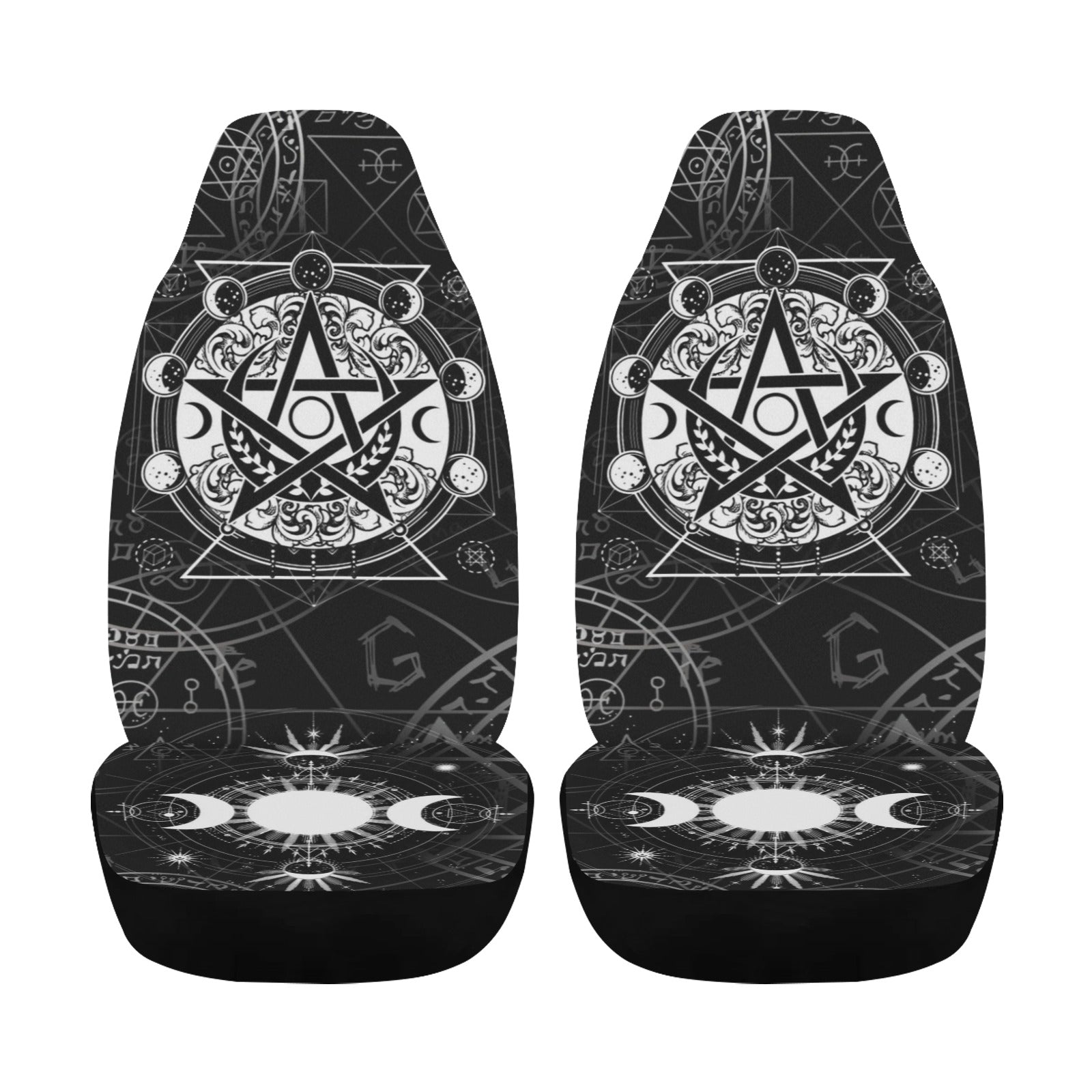 Triple moon pentagram wicca Car Seat Covers-MoonChildWorld