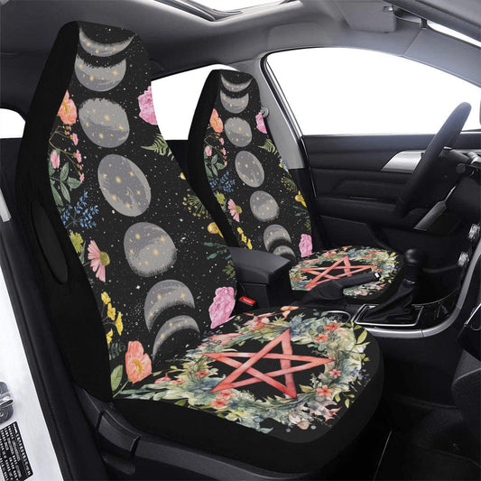 Pentacle Moon phases Car Seat Covers-MoonChildWorld