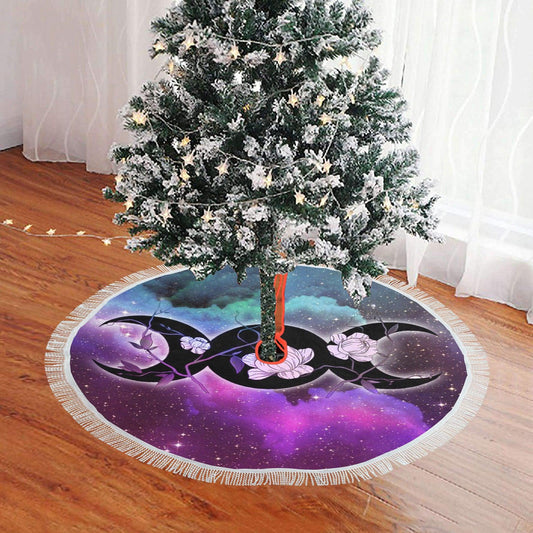 Triple moon Wicca Christmas Tree Skirt