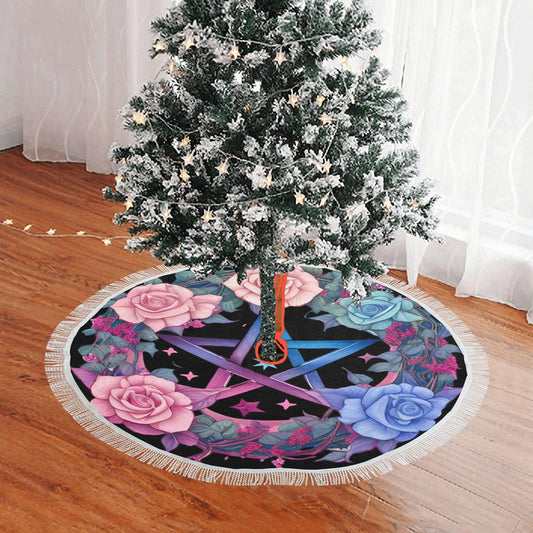 Wicca Pentagram Christmas Tree Skirt-MoonChildWorld