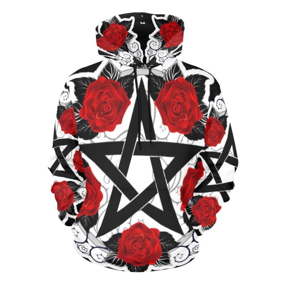 Rose Pentagram Wicca christmas Hoodie-MoonChildWorld