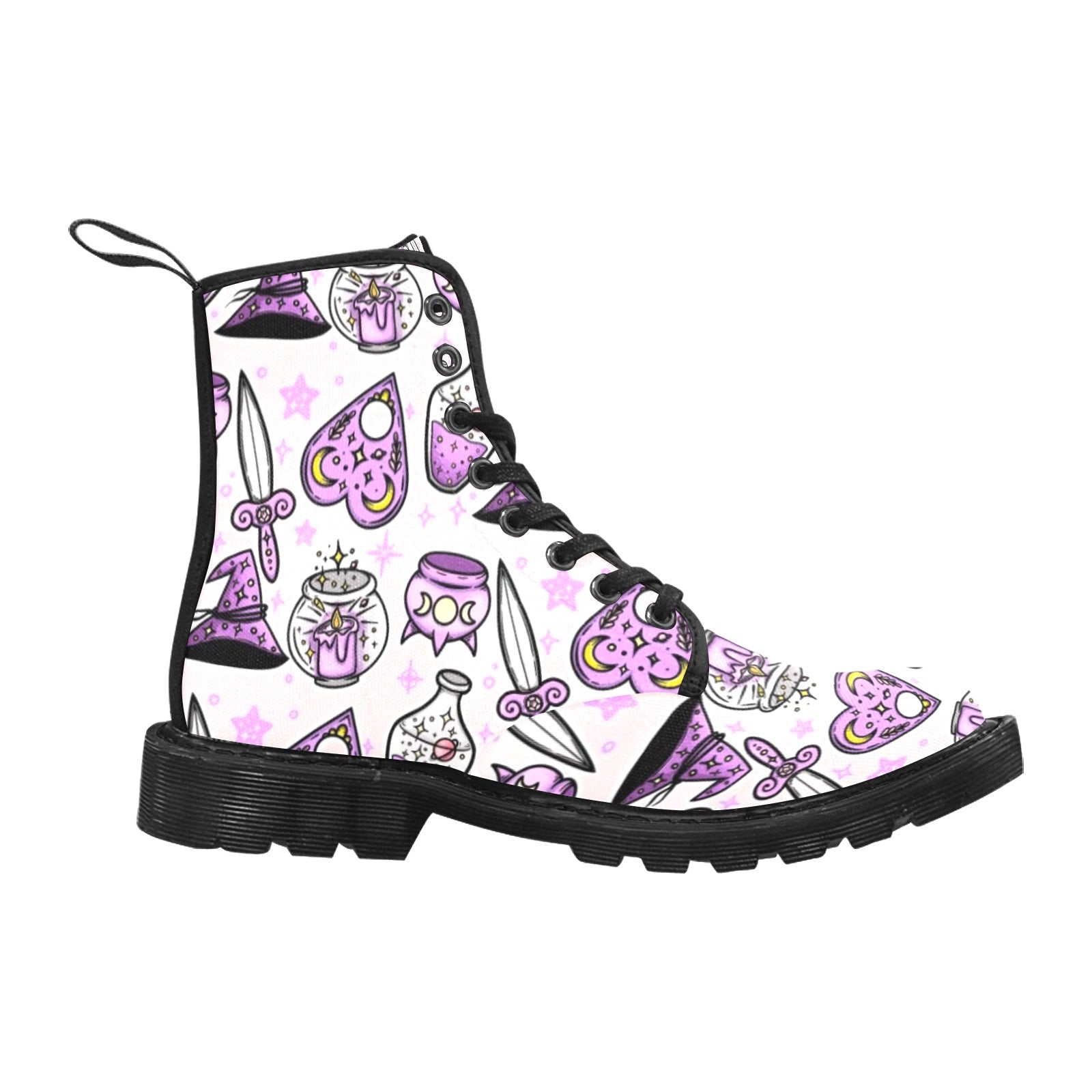 Pastel Pink Celestial Witch Martin Boots-MoonChildWorld