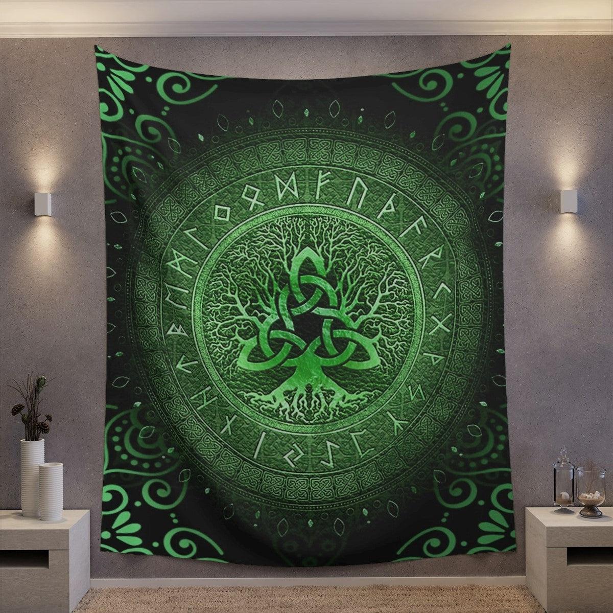 Runes Tree of life Tapestry Pagan tapestry-MoonChildWorld