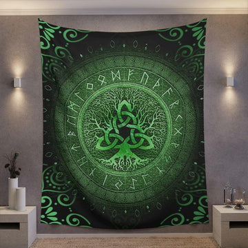 Runes Tree of life Tapestry Pagan tapestry-MoonChildWorld