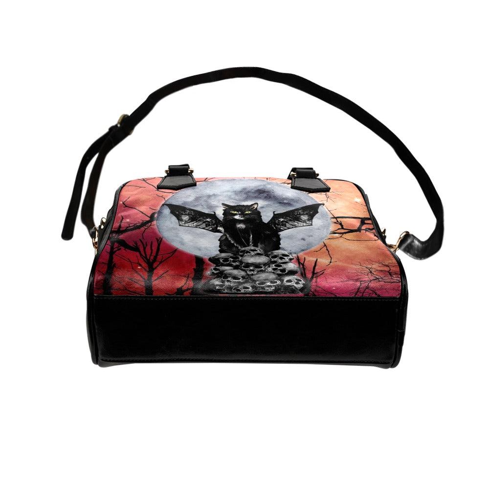 Halloween black cat gothic Shoulder Handbag-MoonChildWorld