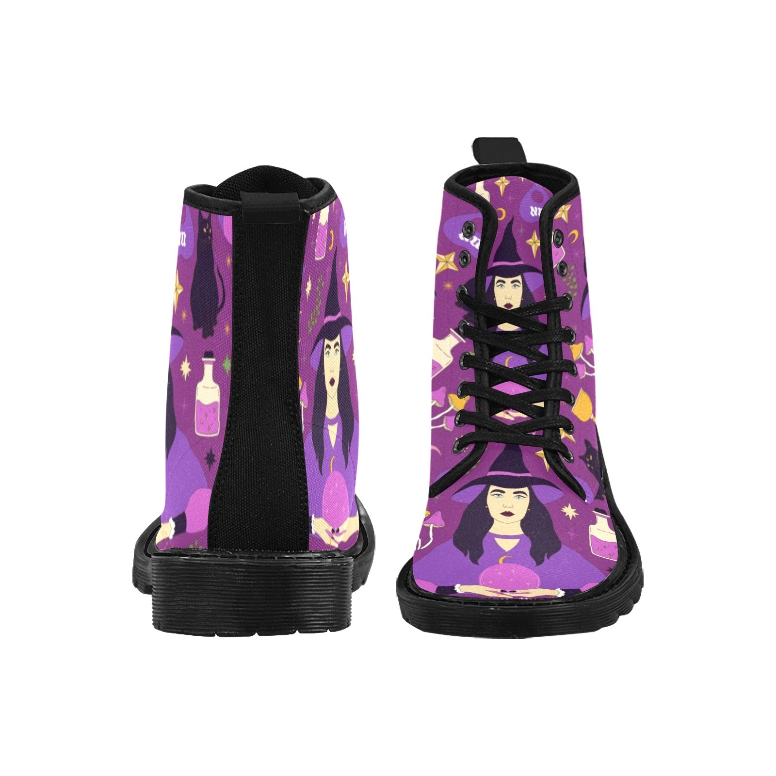 Halloween Witch black cat Martin Boots-MoonChildWorld