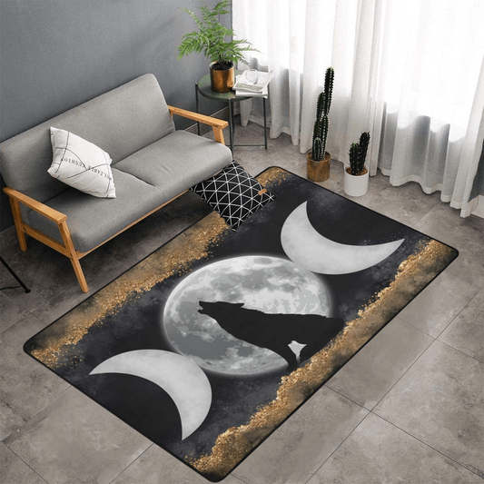 Moon wolf area rug Gothic rug-MoonChildWorld