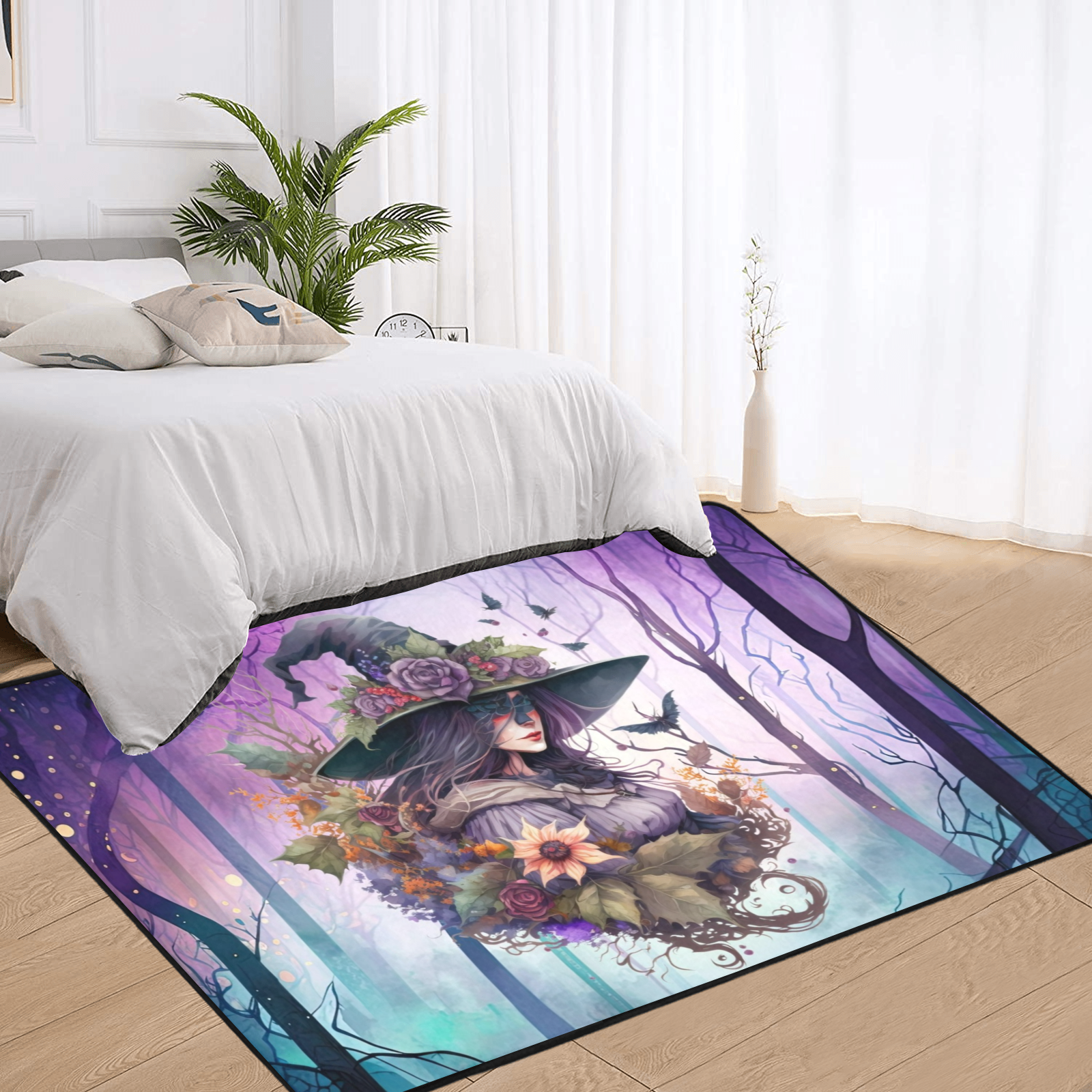 Floral witch area rug Witchy rug-MoonChildWorld