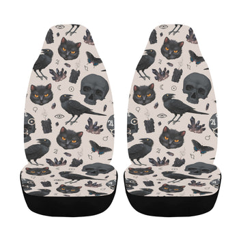 Gothic crow skull cat Car Seat Covers Halloween Car seat covers