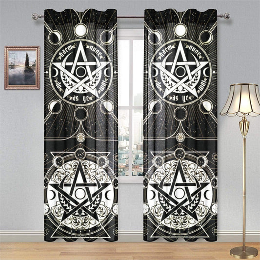 Pentagram moon wicca Gauze Curtain-MoonChildWorld