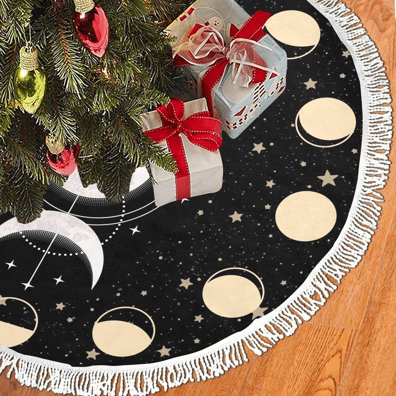 Wicca Triple moon phase Christmas Tree Skirt-MoonChildWorld