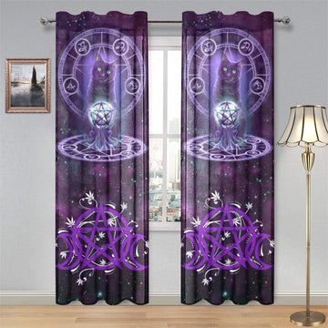 Magic cat wicca Gauze Curtain-MoonChildWorld