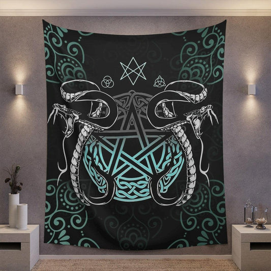 Snake pentagram gothic Tapestry-MoonChildWorld