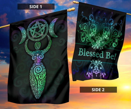 Goddess moon blessed be wicca flag