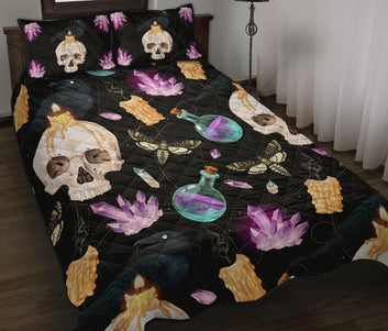 Raven gothic witch Quilt Bed Set-MoonChildWorld