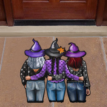 Witch sisters Witchy Door mat-MoonChildWorld