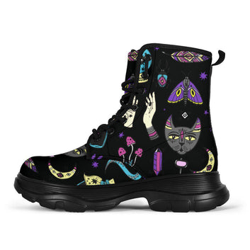 Witchy hand cat moon wicca Chunky Boots-MoonChildWorld