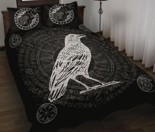 Witch Raven Quilt Bed Set Gothic crow Bed Set-MoonChildWorld