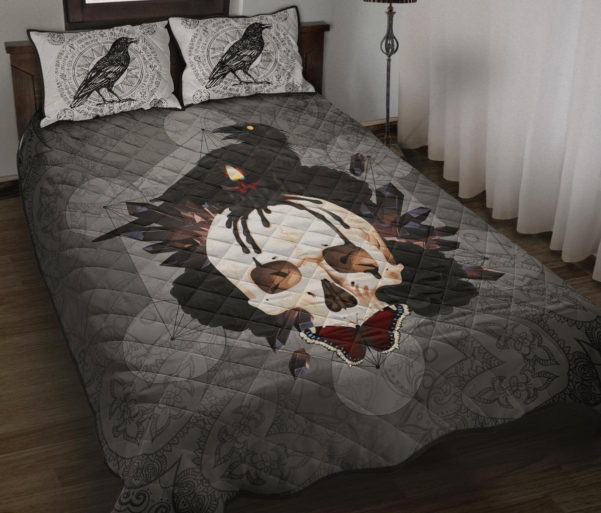 Gothic raven Quilt Bed Set Witch crow Bed set-MoonChildWorld