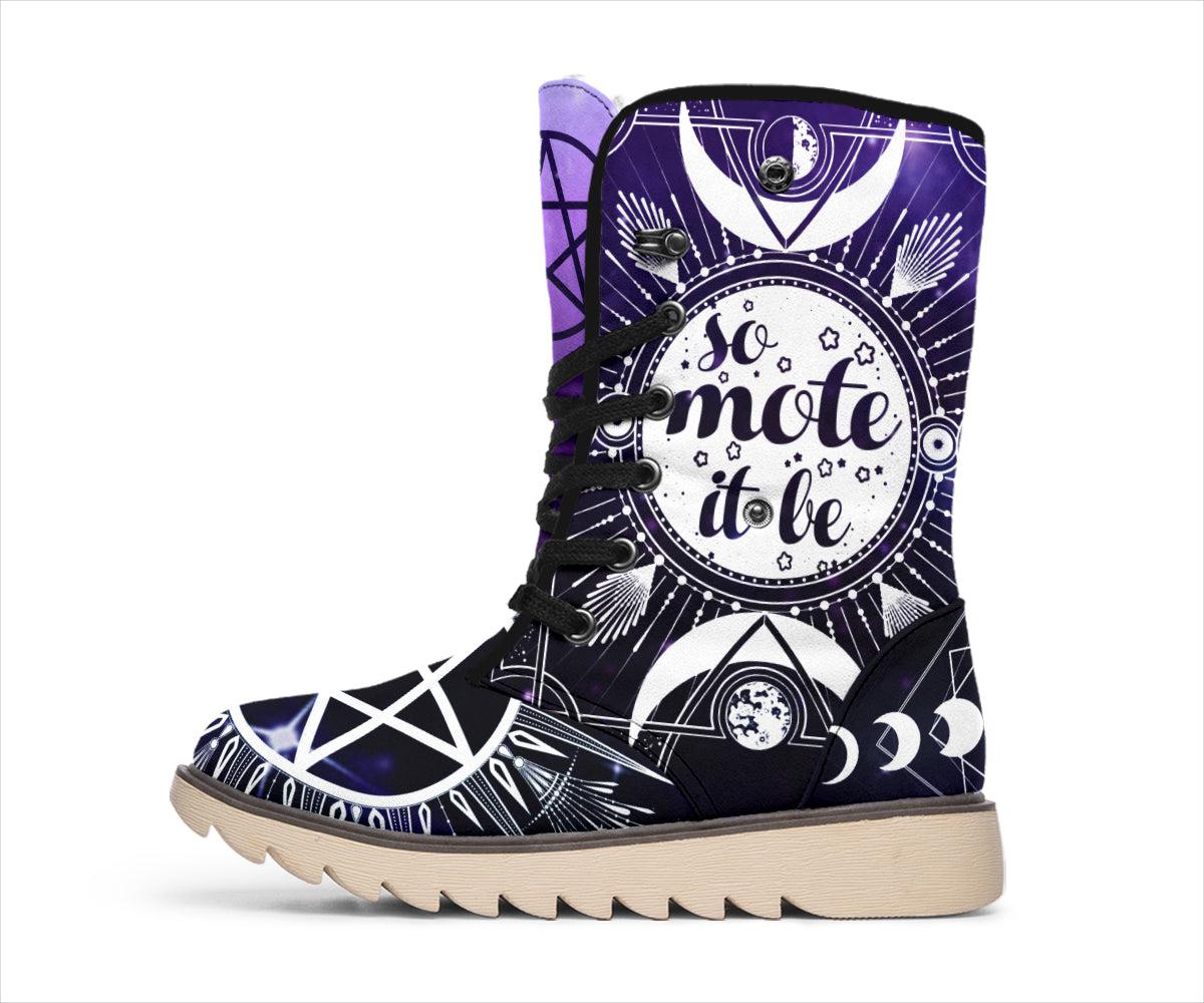 So mote it be Wicca Polar Boots Witchy Boots-MoonChildWorld